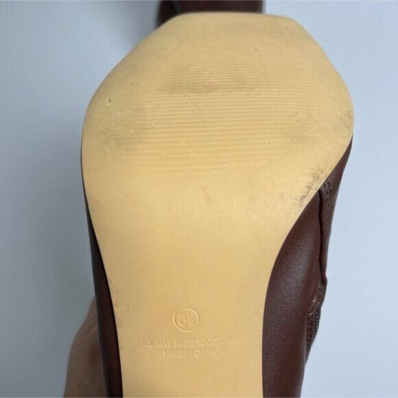 Liliana Womens Squared Open Toe Heel Booties Chunky Heel Inner Zipper Brown 8.5 - Picture 11 of 13